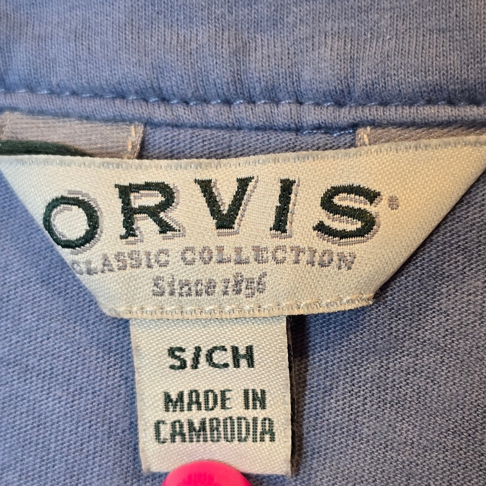 Orvis Shirt Anna Crochet Lace V Neck Short Sleeve Dusty Blue Womens Small - Picture 4 of 7